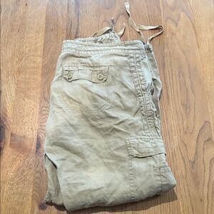 Old Navy Khaki Cargo Pants 100% linen